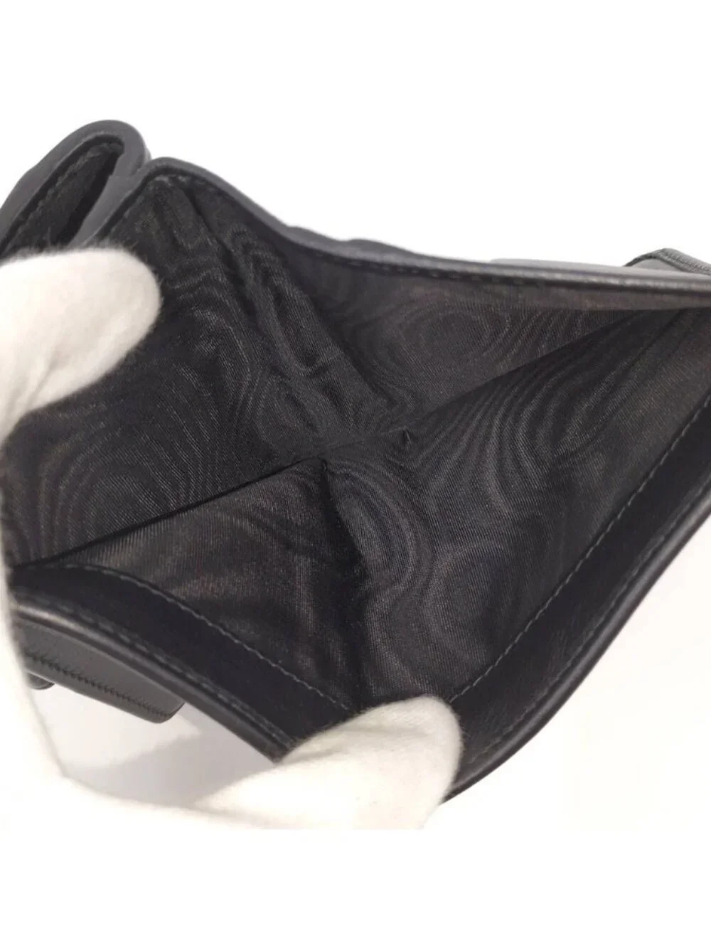 Prada 2 Folding Wallet Leather Black